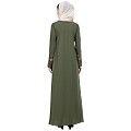 Elegant front open abaya with embroidery work- Jade Green